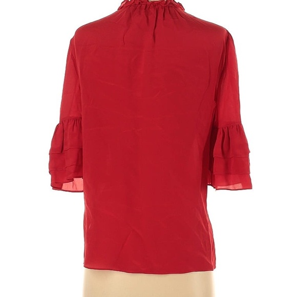 Alice+Olivia Red 100% Silk Short Bell Sleeves - Picture 3 of 5